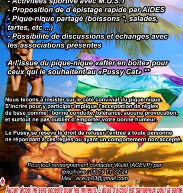 Samedi 23 Aout – piquenique contre l’homophobie a TOULON avec l’ACEVP !